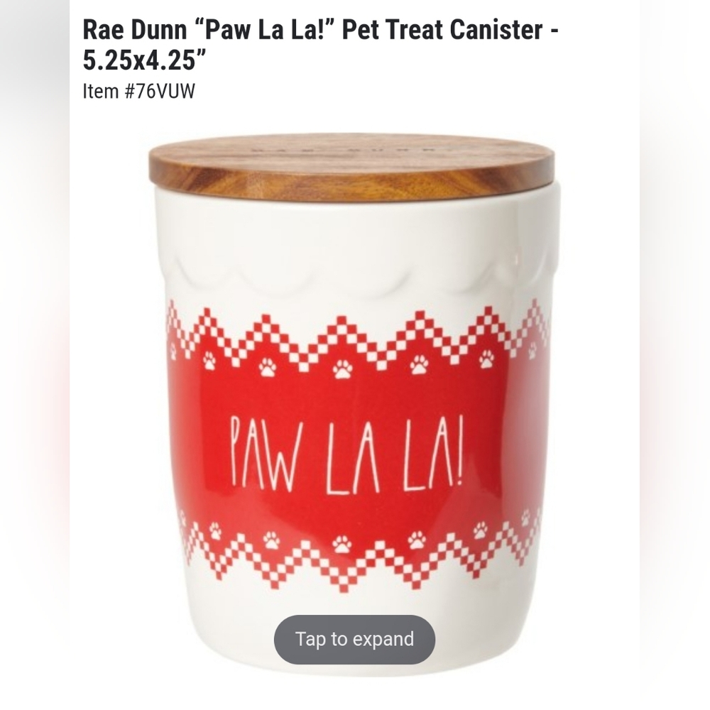 NIB Rae Dunn Paw lala pet treat canister